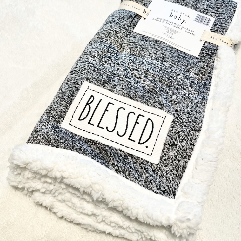 🆕Rae Dunn BLESSED Baby Sherpa Blanket